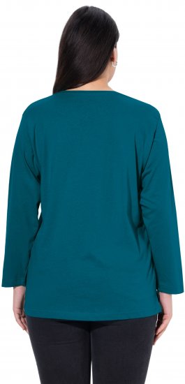 Ulla Popken Back To Basics V-Neck Relaxed Fit Cotton Tee Cerulean - T-shirts - 