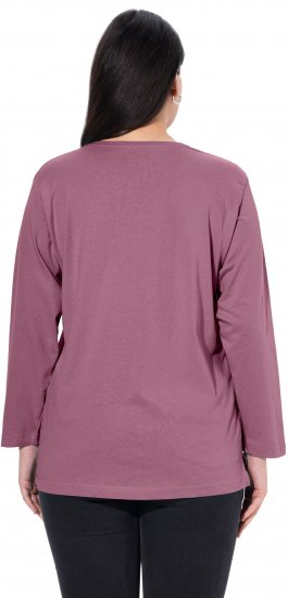 Ulla Popken Back To Basics V-Neck Relaxed Fit Cotton Tee Dark Rose - T-shirts - T-shirts til kvinder
