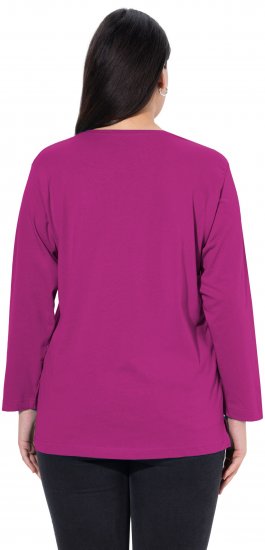 Ulla Popken Back To Basics V-Neck Relaxed Fit Cotton Tee Berry - T-shirts - 