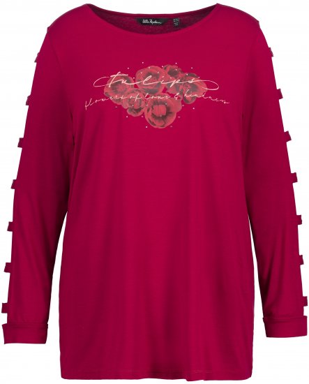 Ulla Popken Rhinestone Accent Statement Cutout Sleeve Stretch Knit Top Wine Red - Trykte T-shirts til kvinder - 