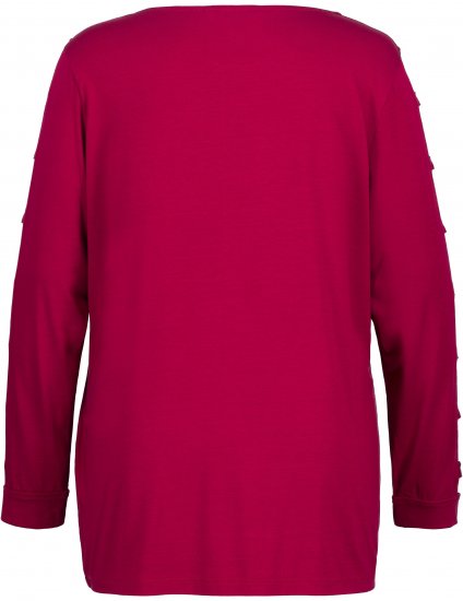 Ulla Popken Rhinestone Accent Statement Cutout Sleeve Stretch Knit Top Wine Red - Trykte T-shirts til kvinder - 