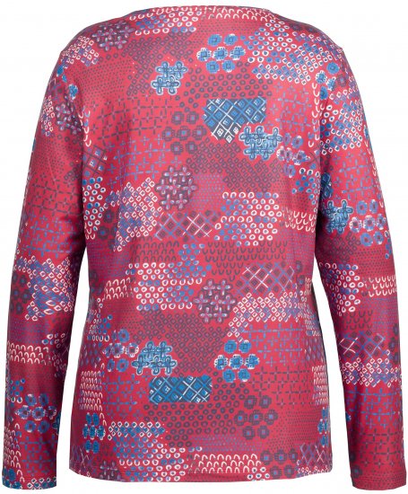 Ulla Popken Graphic Print Recycled Polyester Quick Dry Stretch Top Salsa Red - Trykte T-shirts til kvinder - 