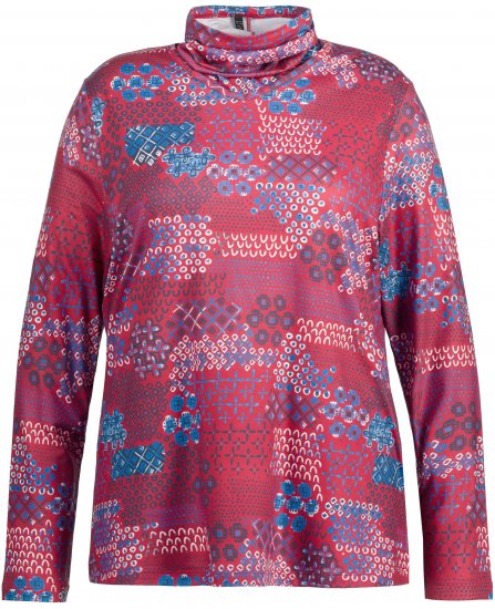 Ulla Popken Graphic Print Recycled Polyester Quick Dry Stretch Top Salsa Red - Trykte T-shirts til kvinder - 