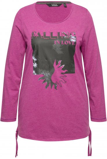 Ulla Popken Tie Hem Long Sleeve Graphic Tee Berry - Trykte T-shirts til kvinder - 