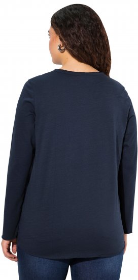 Ulla Popken Star Long Sleeve Graphic Tee Navy Blue - Trykte T-shirts til kvinder - 