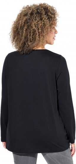 Ulla Popken Puppy Graphic Christmas Long Sleeve T-Shirt Black - T-shirts - 