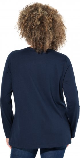 Ulla Popken Metallic Graphic Holiday Tee Navy - Trykte T-shirts til kvinder - Printede T-shirts til Damer