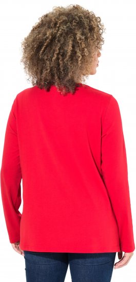 Ulla Popken Metallic Graphic Holiday Tee Salsa Red - Trykte T-shirts til kvinder - Printede T-shirts til Damer