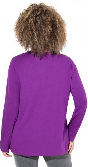 Ulla Popken Metallic Graphic Holiday Tee Dark Purple - Trykte T-shirts til kvinder - Printede T-shirts til Damer