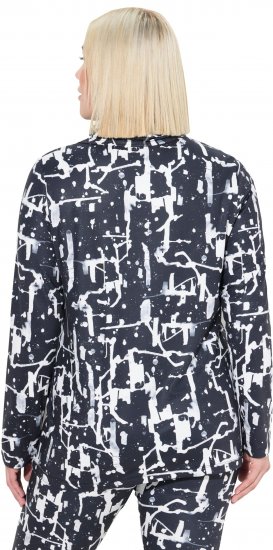 Ulla Popken Quick Drying Abstract Print Tee Black - Trykte T-shirts til kvinder - 
