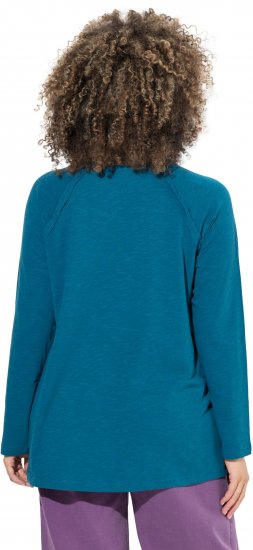 Ulla Popken Inverted Seam Long Sleeve Graphic Tee Teal - Trykte T-shirts til kvinder - 