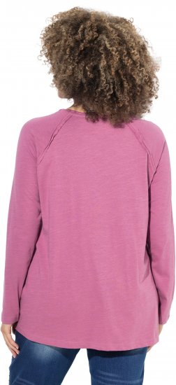 Ulla Popken Inverted Seam Long Sleeve Graphic Tee Dark Rose - Trykte T-shirts til kvinder - 