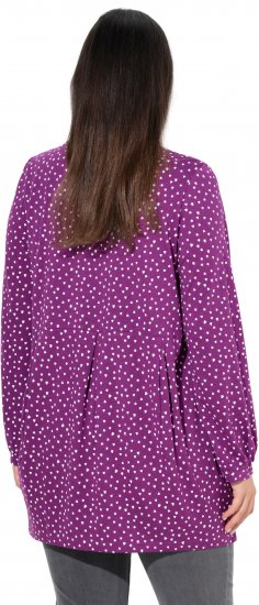 Ulla Popken Pleated Confetti Print Long Sleeve Tee Light Plum - Trykte T-shirts til kvinder - 