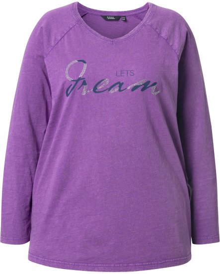Ulla Popken Dream Rhinestone Lettering Long Sleeve Tee Light Plum - Trykte T-shirts til kvinder - 