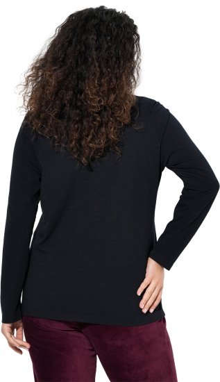 Ulla Popken Motivational Graphic Long Sleeve Tee Black - Trykte T-shirts til kvinder - 