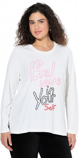 Ulla Popken Motivational Graphic Long Sleeve Tee Off-White - Trykte T-shirts til kvinder - 