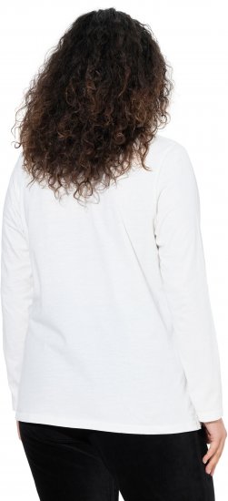 Ulla Popken Motivational Graphic Long Sleeve Tee Off-White - Trykte T-shirts til kvinder - 