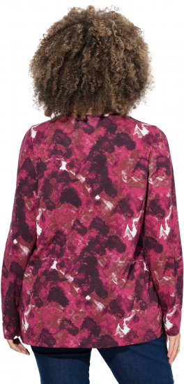 Ulla Popken Abstract Print Long Sleeve Tee Dark Ruby - Trykte T-shirts til kvinder - 