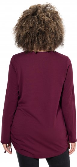 Ulla Popken Your Story Sequined Long Sleeve Tunic Tee Dark Ruby - Trykte T-shirts til kvinder - 