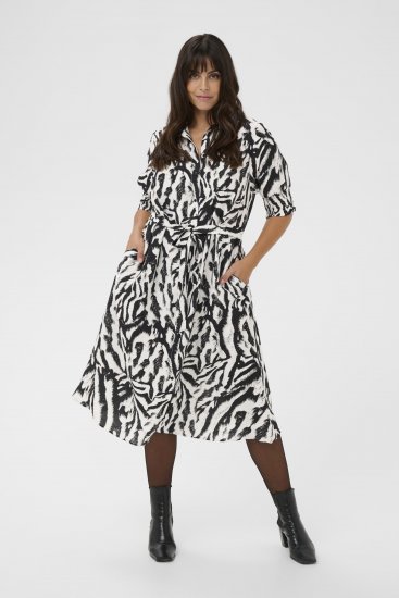Kaffe Curve Alia Shirt Dress Black Chalk Animal - Midikjoler - 