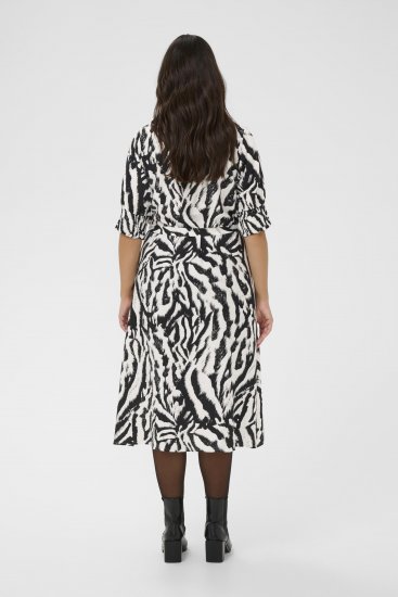 Kaffe Curve Alia Shirt Dress Black Chalk Animal - Midikjoler - 