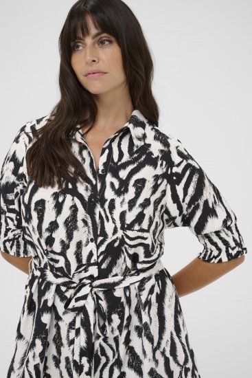 Kaffe Curve Alia Shirt Dress Black Chalk Animal - Midikjoler - 