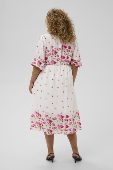 Kaffe Curve Rosa Midi Dress White Rose Border Flower - Kjoler - 