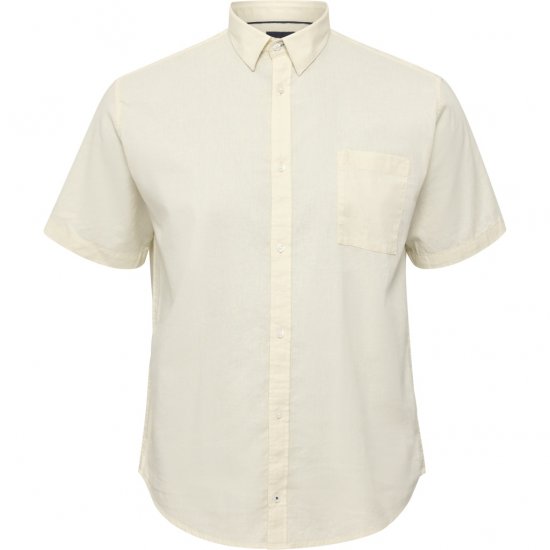 North Latitude Shirt Linen Cotton Short Sleeve Off-White - Skjorter - Skjorter til store mænd 2XL- 8XL