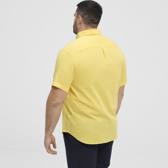 North Latitude Shirt Linen Cotton Short Sleeve Yellow - Skjorter - Skjorter til store mænd 2XL- 8XL