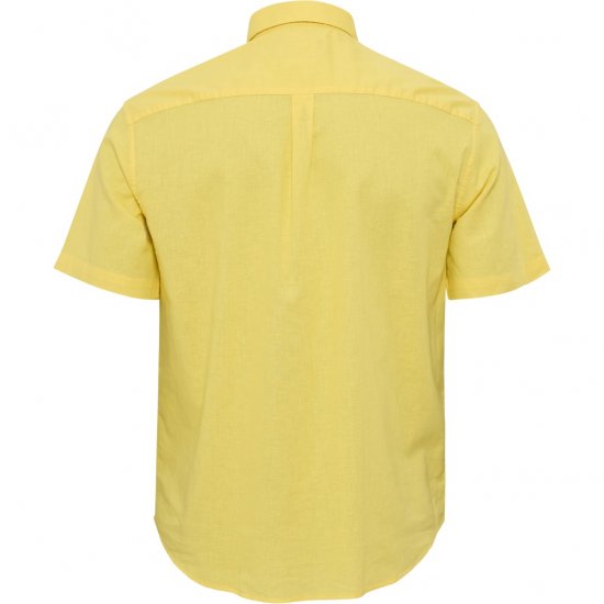 North Latitude Shirt Linen Cotton Short Sleeve Yellow - Skjorter - Skjorter til store mænd 2XL- 8XL