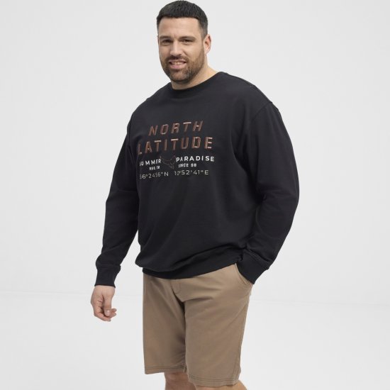North Latitude Sweatshirt Black - Trøjer og hættetrøjer - Trøjer og Hættetrøjer i store størrelser - 2XL-14XL