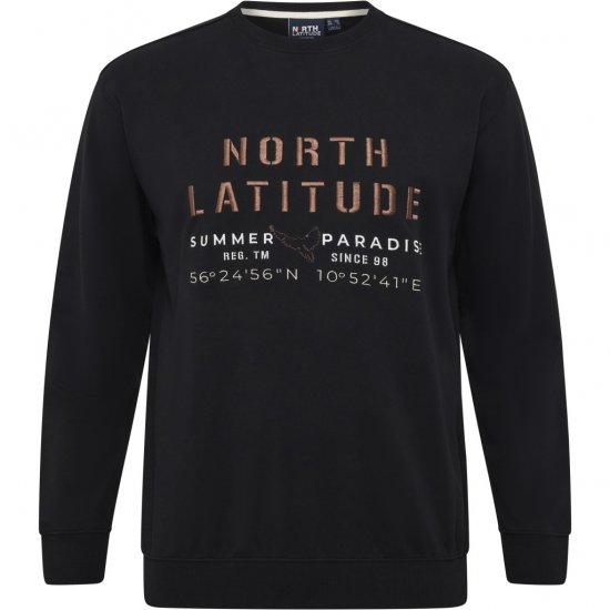 North Latitude Sweatshirt Black - Trøjer og Hættetrøjer - Trøjer og Hættetrøjer i store størrelser - 2XL-14XL