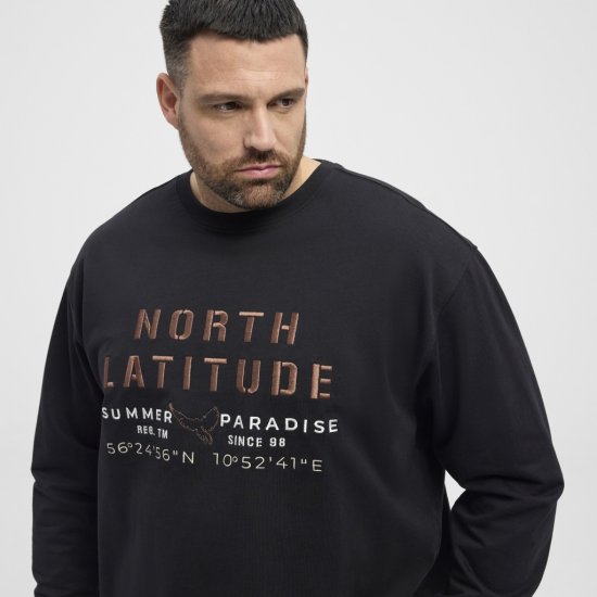North Latitude Sweatshirt Black - Trøjer og hættetrøjer - Trøjer og Hættetrøjer i store størrelser - 2XL-14XL