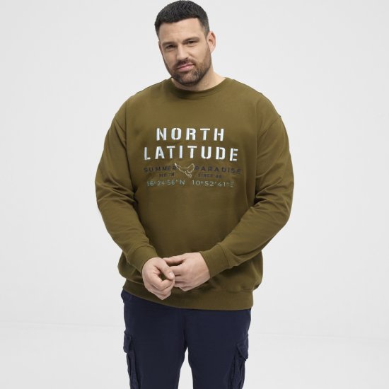 North Latitude Sweatshirt Army Green TALL - HERRETØJ MT-6XLT - Tøj til høje mænd
