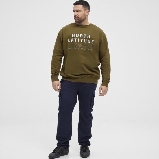 North Latitude Sweatshirt Army Green TALL - HERRETØJ MT-6XLT - Tøj til høje mænd