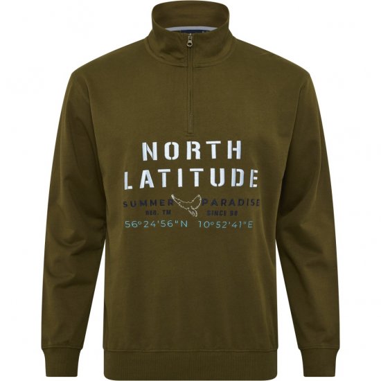 North Latitude Sweatshirt Half-Zip Green - Trøjer og Hættetrøjer - Trøjer og Hættetrøjer i store størrelser - 2XL-14XL