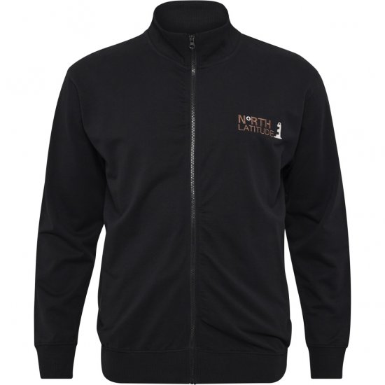 North Latitude Sweatshirt Cardigan Black - Trøjer og Hættetrøjer - Trøjer og Hættetrøjer i store størrelser - 2XL-14XL
