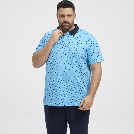 North Latitude Polo Pique Printed Turquoise - Polotrøjer - Polotrøjer 2XL-8XL