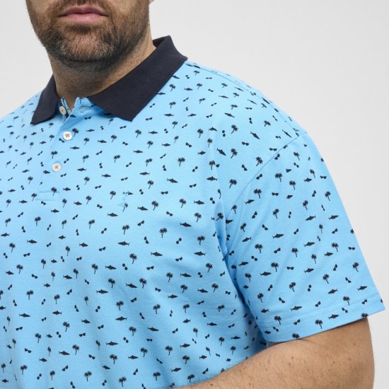 North Latitude Polo Pique Printed Turquoise - Polotrøjer - Polotrøjer 2XL-8XL