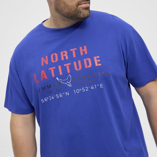 North Latitude T-shirt Printed Short Sleeve Blue - T-shirts - T-shirts i store størrelser - 2XL-14XL