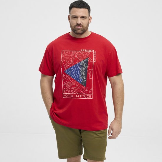 North Latitude T-Shirt Printed Short Sleeve Red - T-shirts - T-shirts i store størrelser - 2XL-14XL