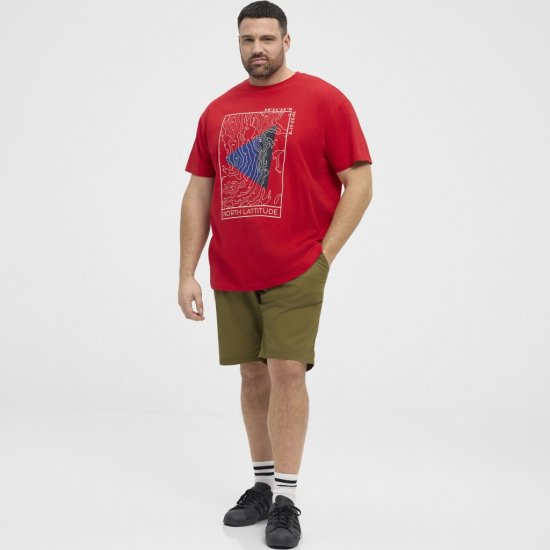North Latitude T-Shirt Printed Short Sleeve Red - T-shirts - T-shirts i store størrelser - 2XL-14XL