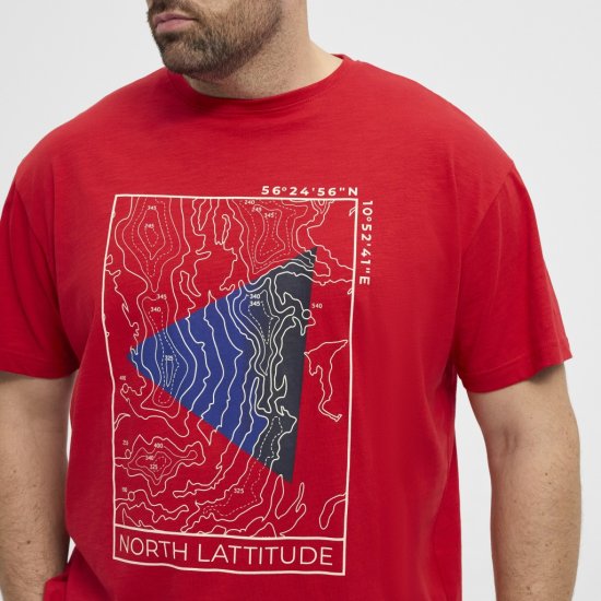 North Latitude T-Shirt Printed Short Sleeve Red - T-shirts - T-shirts i store størrelser - 2XL-14XL