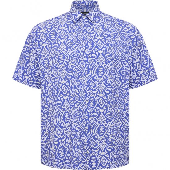 North Latitude Shirt Denim Printed Allover Blue - Skjorter - Skjorter til store mænd 2XL- 8XL