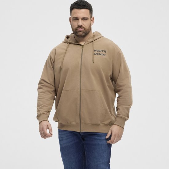 North Latitude Hoodie with Zipper Dark Sand TALL - TALL trøjer - 