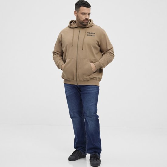North Latitude Hoodie with Zipper Dark Sand TALL - TALL trøjer - 