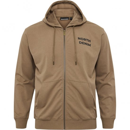 North Latitude Hoodie with Zipper Dark Sand TALL - TALL-størrelser - Tøj til høje mænd