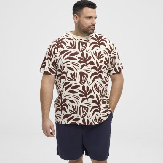 North Latitude T-Shirt Printed Allover Bordeaux - T-shirts - T-shirts i store størrelser - 2XL-14XL