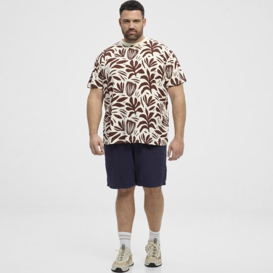 North Latitude T-Shirt Printed Allover Bordeaux - T-shirts - T-shirts i store størrelser - 2XL-14XL