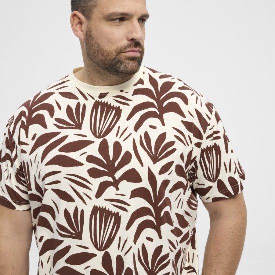 North Latitude T-Shirt Printed Allover Bordeaux - T-shirts - T-shirts i store størrelser - 2XL-14XL